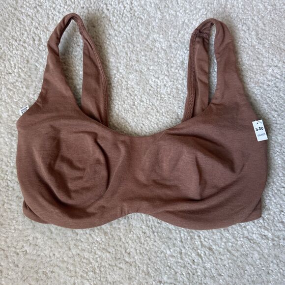 NWT VS Pink Wired Unlined Scoop Bra Small DD Brown T-shirt Material - Picture 1 of 5